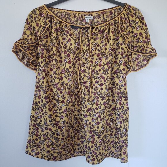 Max Studio Tops - Max Studio Top Blouse Floral Earth Tones Boho Peasant Festival S Lightweight